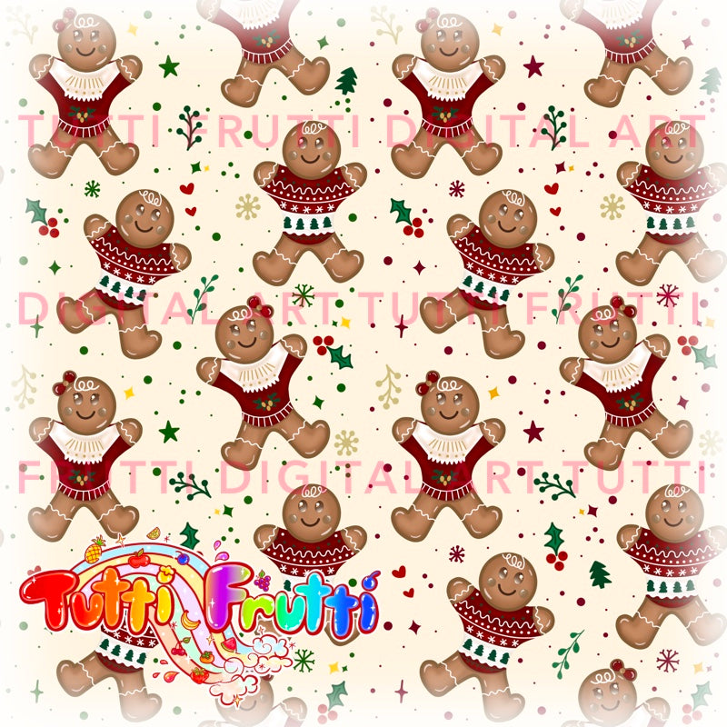 Gingerbread Cute Couple - Seamless