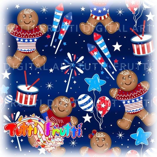 4th of July Gingerbread - Seamless