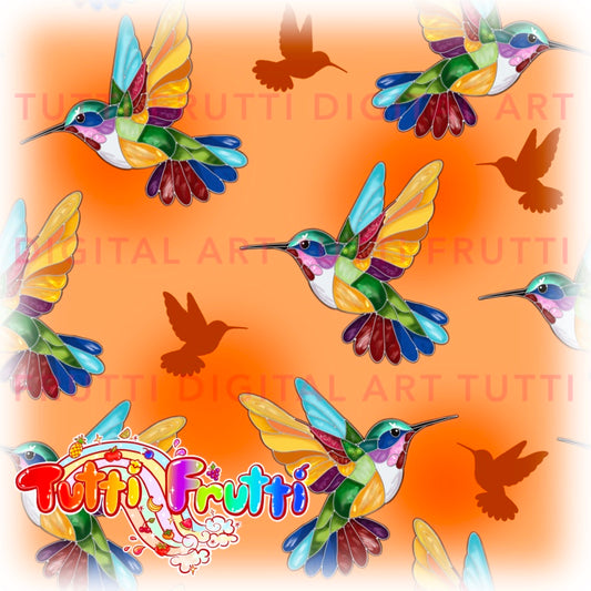 Stained Glass Hummingbird - Seamless