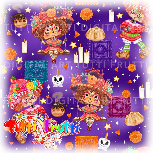 Berry Dia De Muertos - Seamless
