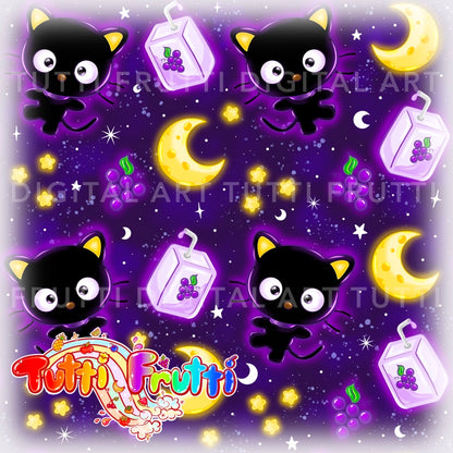 Glowy Grape Juice Cat - Seamless