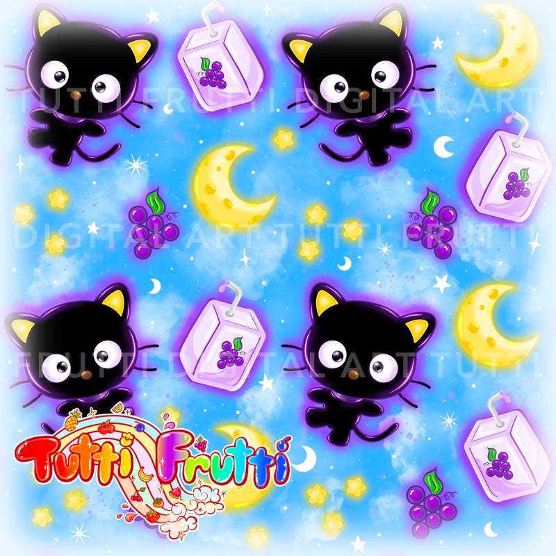 Glowy Grape Juice Cat - Seamless