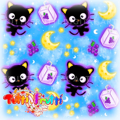 Glowy Grape Juice Cat - Seamless