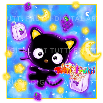Glowy Grape Juice Cat - PNG