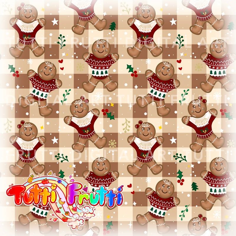 Gingerbread Cute Couple - Seamless