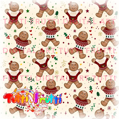 Gingerbread Cute Couple - Seamless