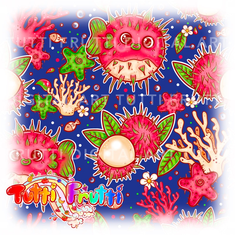 Rambutan Pufferfish - Seamless