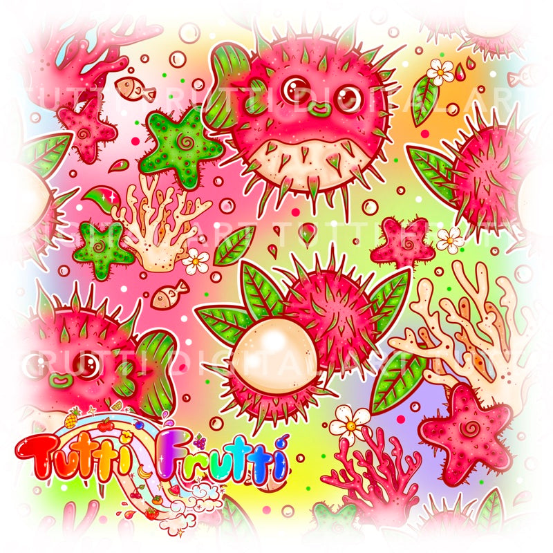 Rambutan Pufferfish - Seamless