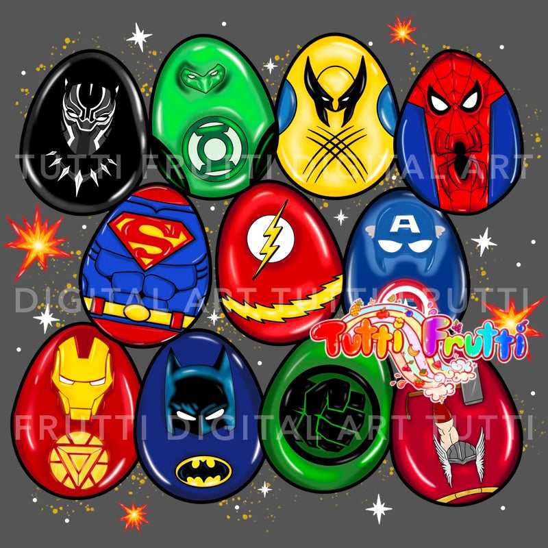 Superhero Easter Eggs - PNG