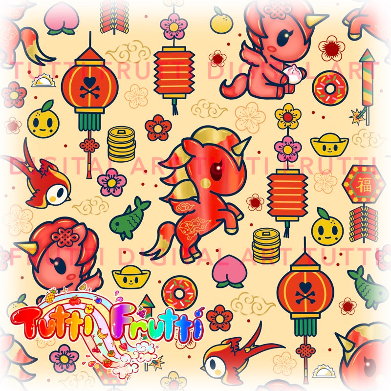 Lunar Toki Horse - Seamless