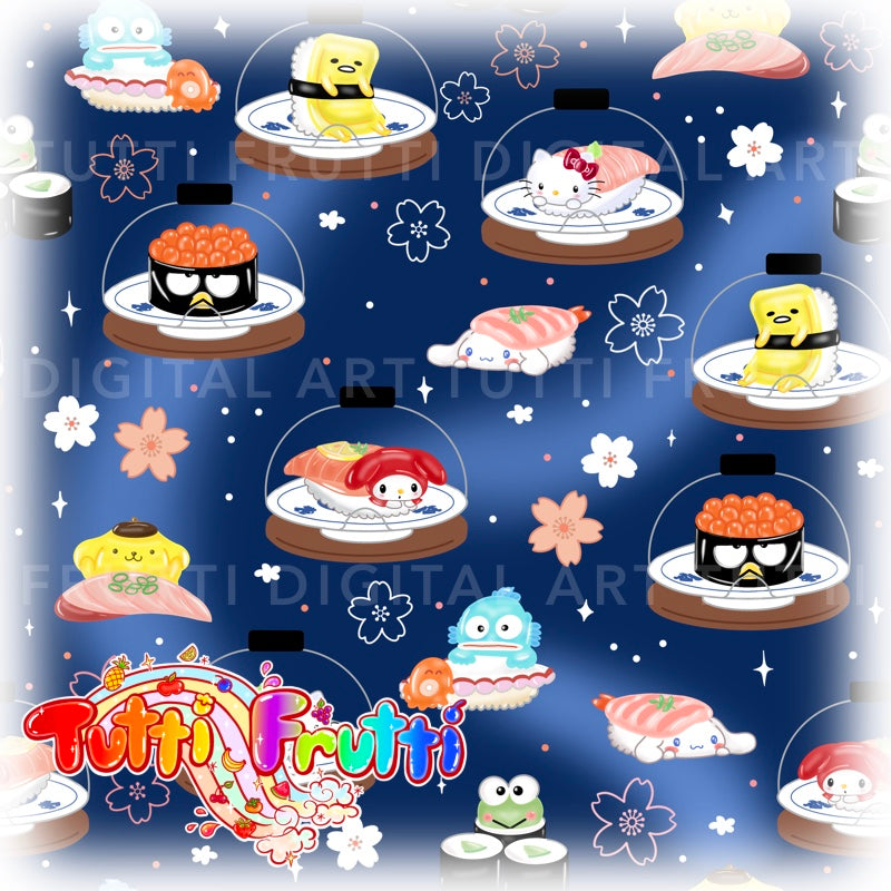 Hello Friends Sushi Plate - Seamless