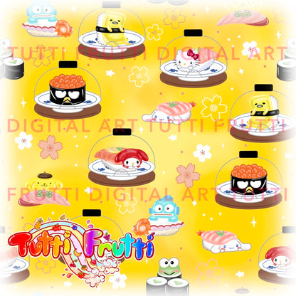 Hello Friends Sushi Plate - Seamless