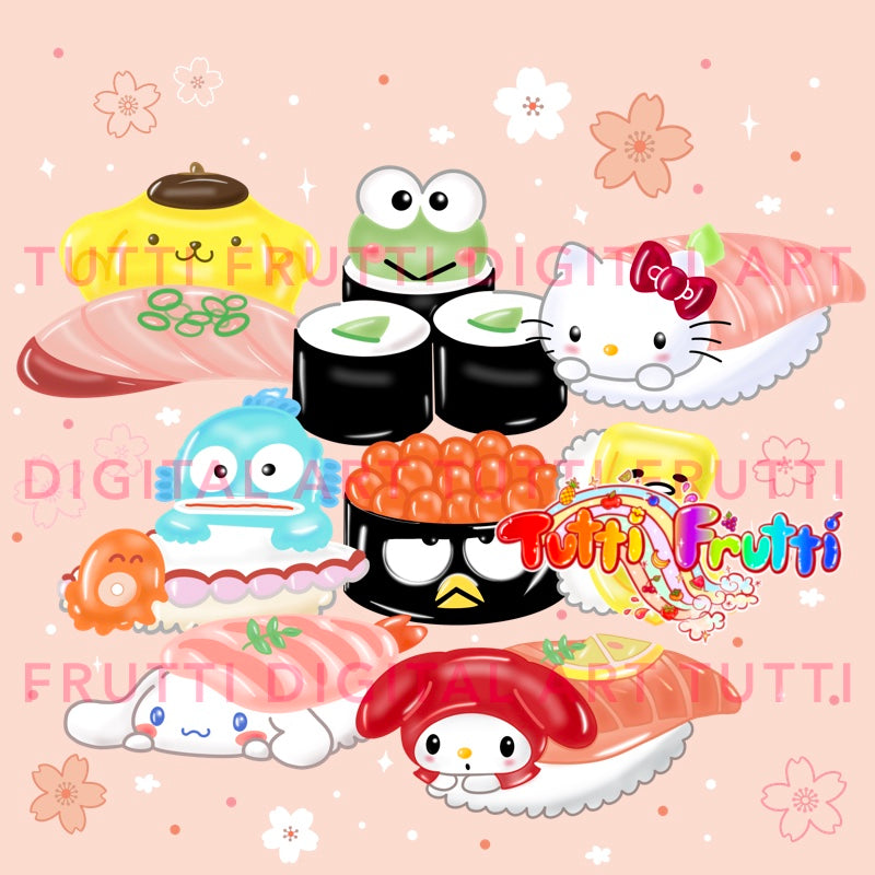 Hello Friends & Sushi - PNG
