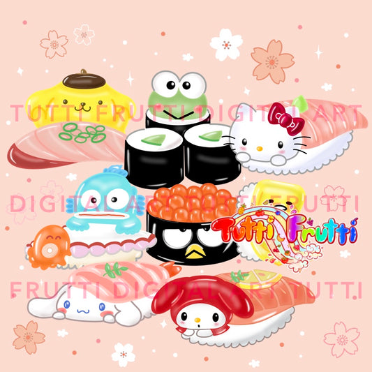 Hello Friends & Sushi - PNG
