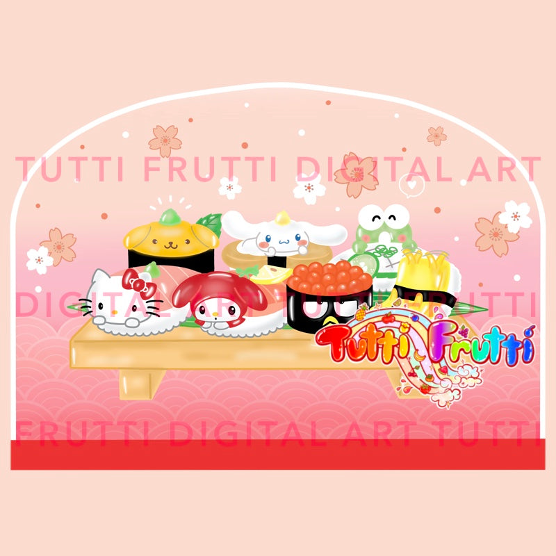 Hello Friends Sushi Table - PNG