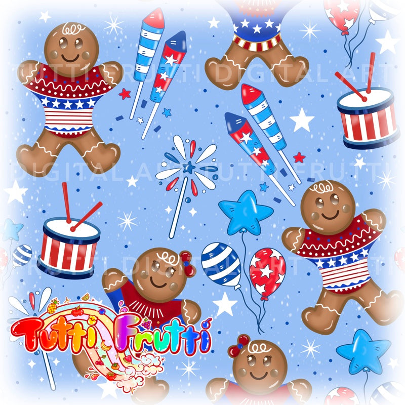 4th of July Gingerbread - Seamless