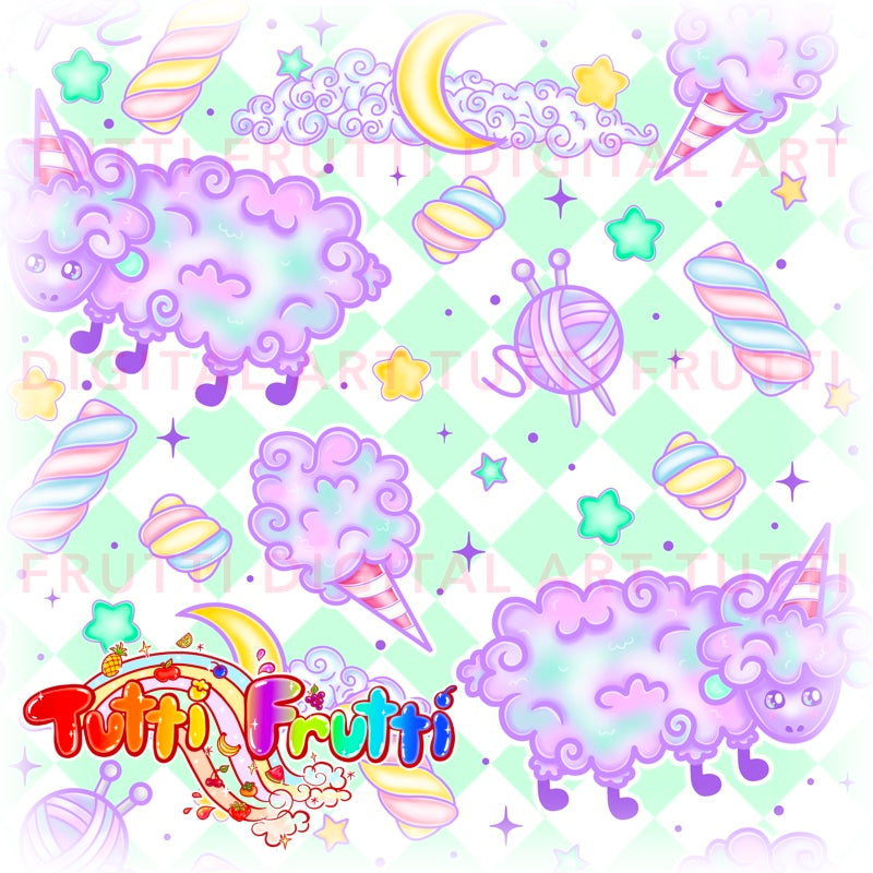 Cotton Candy Sheep - Seamless