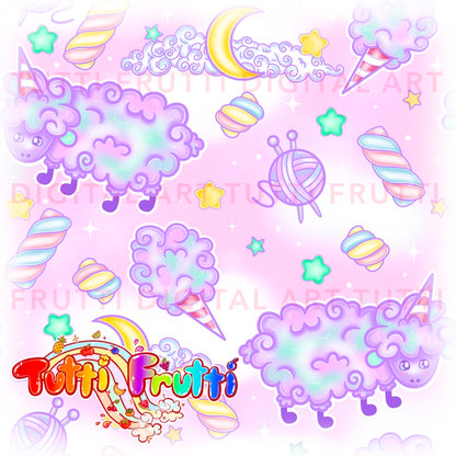 Cotton Candy Sheep - Seamless