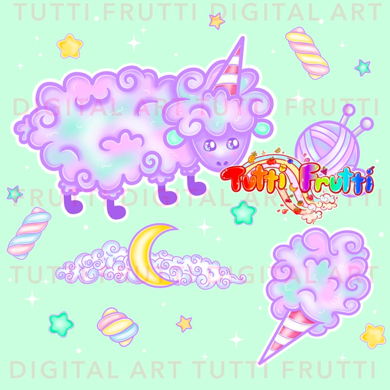 Cotton Candy Sheep  - PNG