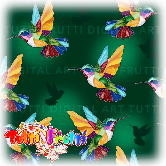 Stained Glass Hummingbird - Seamless