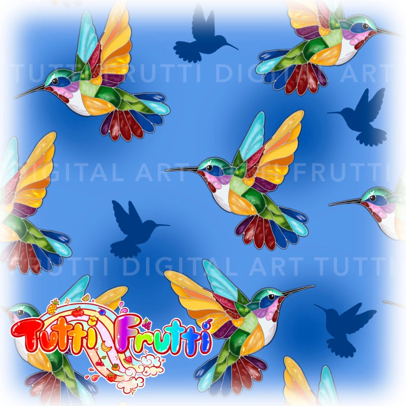 Stained Glass Hummingbird - Seamless