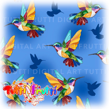 Stained Glass Hummingbird - Seamless