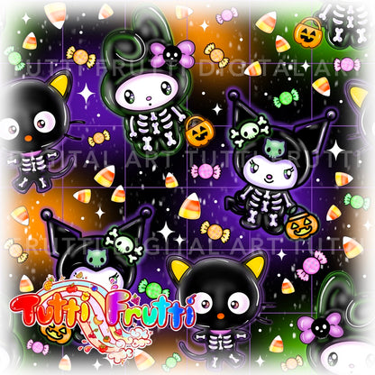 Kawaii Skeletons - Seamless