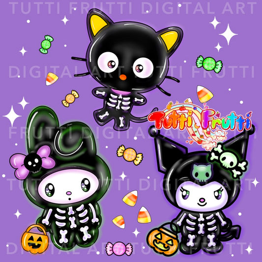 Kawaii Skeletons - PNG