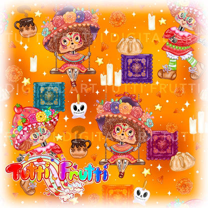 Berry Dia De Muertos - Seamless