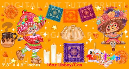 Berry Dia De Muertos 16oz Libbey - PNG